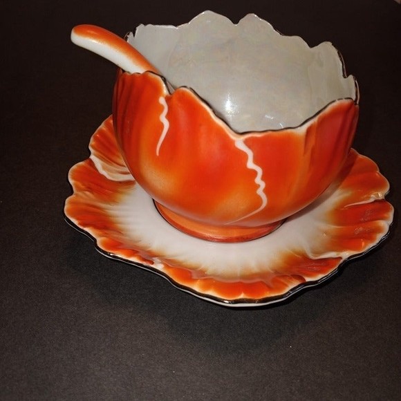 Dining Vintage Condiment Bowl And Saucer With Spoon Poshmark